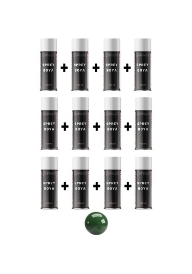 12 Adet Ral 6002 Yaprak Yeşil Sprey Boya 400 Ml.