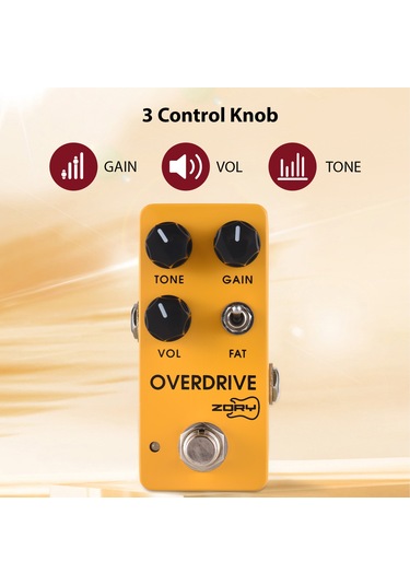 Geeksen Gitar Overdrive Efekt Pedalı Tone//vol/fat Çok Yönlü Ton Kontrolü Dc 9v 6.35mm Giriş/çıkış Arayüzü Sarı