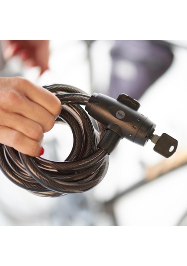 Yale Essential Kablolu Bisiklet Kilidi 12mm - Anahtarlı Gri