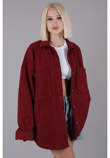 Madmext Kırmızı Oversize Gömlek Ceket Mg1562 Kırmızı