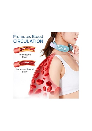 Dm K05 Taşınabilir Isıtmalı Boyun Masaj Aleti, Darbe Terapi, Akülü Akıllı Masaj Aracı, Açık Mavi Açık Mavi