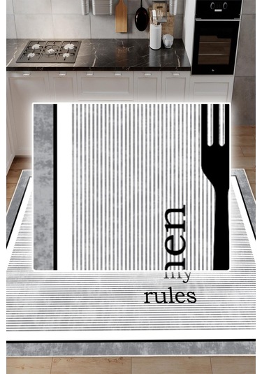 Dijital Baskılı Dekoratif Kaymaz Taban Yıkanabilir My Kitchen Desenli Halı Mutfak Halısı Yolluk Salon Halısı