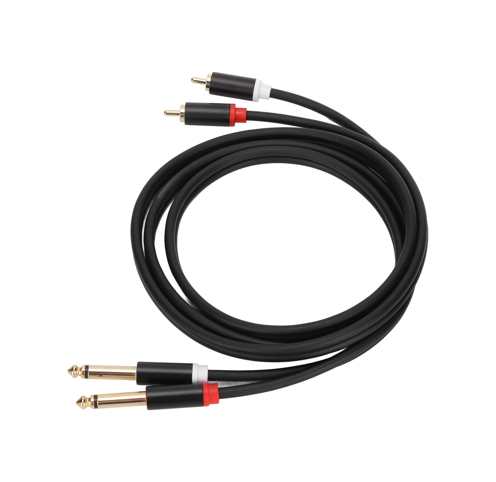 Shineyee 1.5m Pvc Bakır Çekirdekli 6.35mm Çift Rca-erkek Çift Ts 1/4in Mono Ses Kablosu, Cd/dvd İle Mikser-güç Amfi Bağlantısı, Alüminyum Kasa, Çift Katlı Gövde, Altın Kaplı Soket