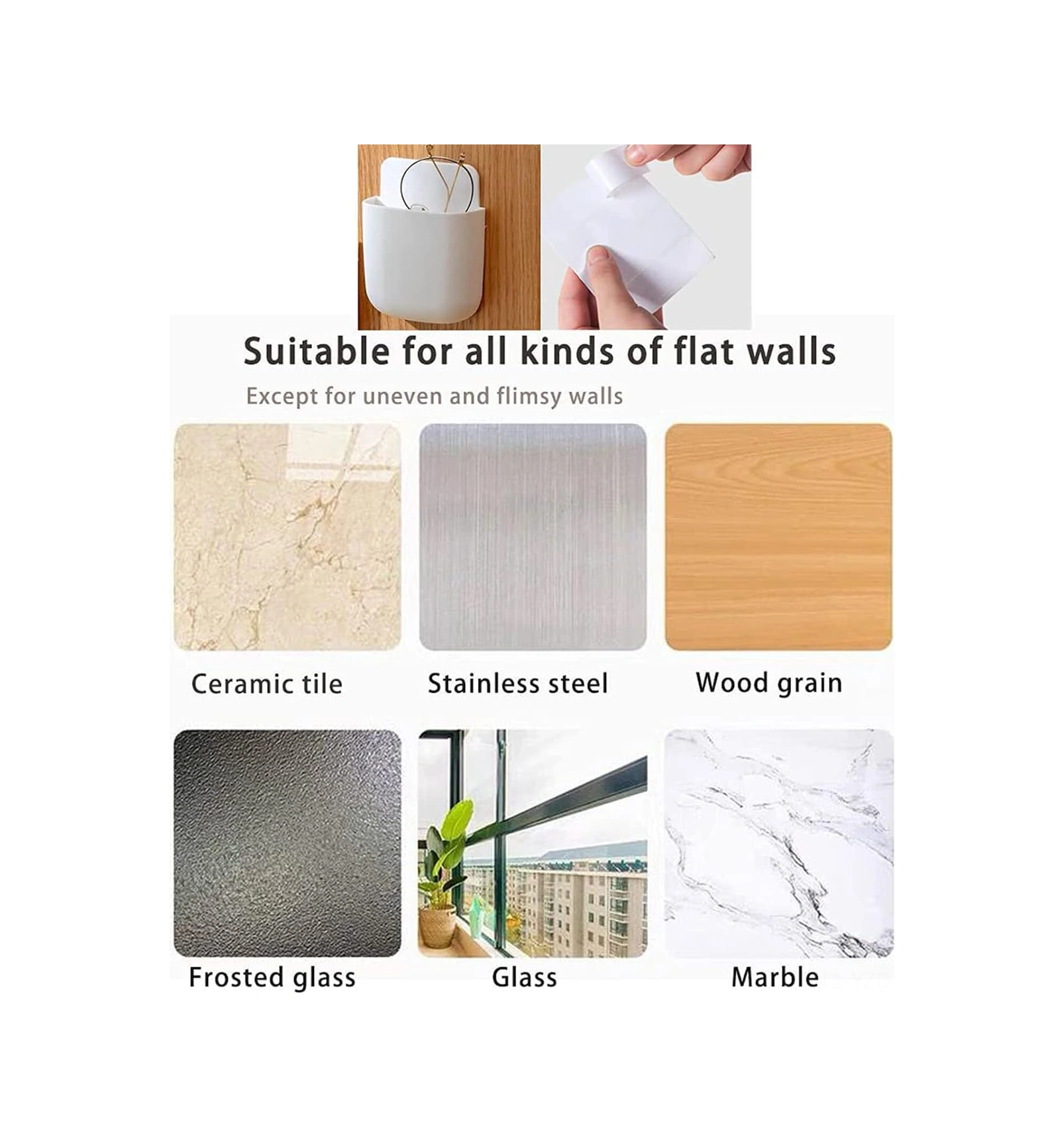 Yuntech01 5 Adet Duvar Tipi Depolama Kutusu, Ev Gereçleri Ve Telefon Şarj İçin Evrensel Pp Tutucu Çok Renkli