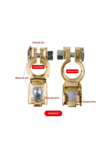 Kırmızı Ve Siyah Saf Bakır Yüksek Akım Akü Klipsi, Araç Akü Terminal Direği, Yalıtım Kılıfı İle, Akü Terminali Saf Bakır Tarzı 1 Çift