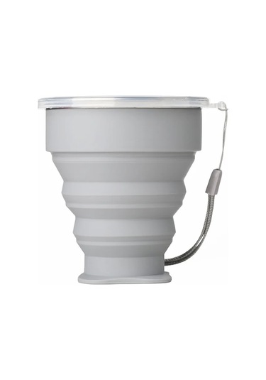 Tcherchi Taşınabilir Katlanır Kapaklı Kahve Handcup Kamp Piknik Yürüyüş Mini Su Bardağı Gri