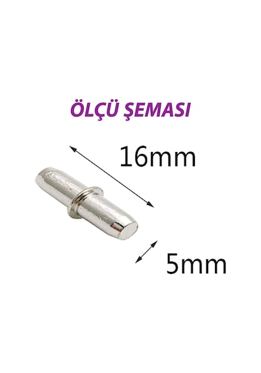 Metal Halkalı Raf Pimi Cam Ahşap Metal Raf Tutucu Çivisi Mobilya Dolap Pimi 50 Adet