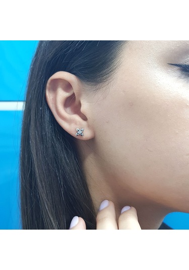 Lova 0.10 Karat Pırlanta Tektaş Çiçek Küpe - 3040086