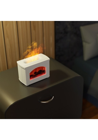 Kangvka Beyaz Usb Isıtıcı Aromaterapi Makinası: 3d Alev Efekti, 270ml Buharlayıcı, Yağ Ekleme, Su Yokken Kapanma, Sessiz Çalışma