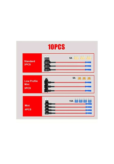 Dashanshop 10lu Sigorta Tutucu Otomobil Mini Ve Low Profile Sigorta Adaptörü Araç Kamyon Tekne