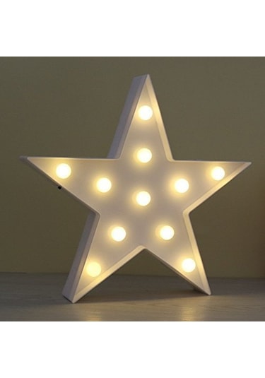 Kenpazar Led Işıklı Beyaz Yıldız Gece Lambası Dekoratif Aydınlatma Çok Renkli