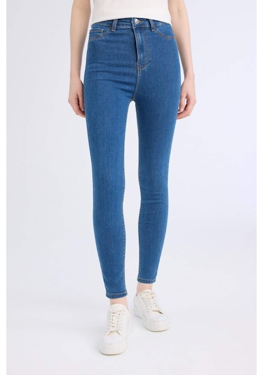 DeFacto -  Jegging Yüksek Bel Bilek Boy Dar Paça Basıc Jean Pantolon B7498AX24SP Mavi