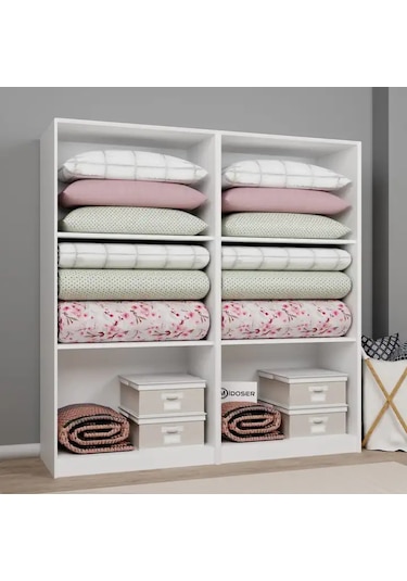 Lucas 4 Kapaklı 6 Raflı Yüklük Gardırop Seti Beyaz 188 Cm. Beyaz