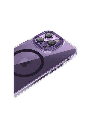 İphone Uyumlu 14 Pro Uyumlu Magsafe Şarj Özellikli Sert Pc Csk Zore Fuya Kılıf-derin Mor