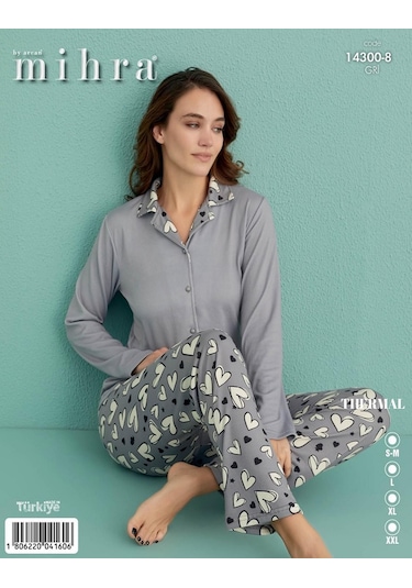 Arcan Mihra Kadın Gömlek Yaka Termal Pijama Takımı 14300/8 - 1 Adet 001
