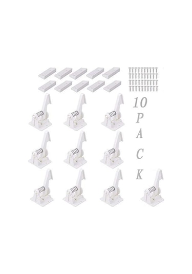 Moveevo 10 Adet Beyaz Çocuk Güvenliği Dolap Kilitleri - Kolay Kurulumlu Yaylı Kilitler İle Dolap Ve Çekmeceleri Çocuk Dostu Hale Getirin Beyaz