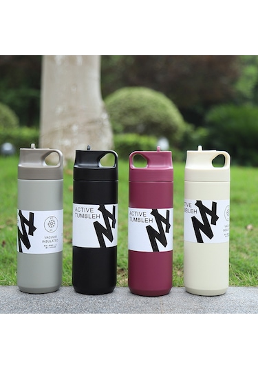 Yaozixa Beyaz 550ml Paslanmaz Çelik Vakum Matara - Uzun Süreli Isı Saklama, İçme Pipeti Ve İki Yollu İçim, Ter Dayanıklı, Bpa'sız