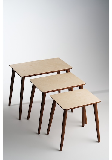 İstanbul 3'lü Zigon Sehpa %100 Mdf Traverten