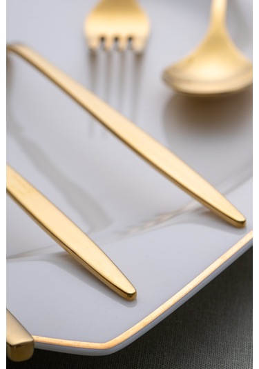 Emsan Alisa 30 Parça 6 Kişilik Parlak Gold Kutulu Çatal Kaşık Bıçak Takımı Gold