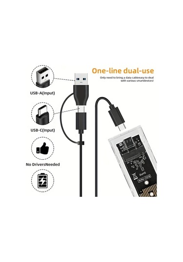 Boatshop1 10gbps M2 Nvme Ngff Plastik Ssd Kasa Sata Pcıe Cift Protokol Usb Tip C Sefaf Disk