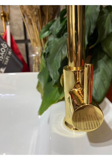 İsaoğlu Yapı Altın Arıtmalı Mutfak Bataryası 3 Yollu Evye Musluk Gold Su Arıtmalı Batarya Altın Renk Musluk Gold