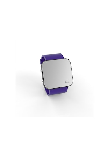 Cool Watch Saat - Siyah Led Kasa - Mor Kayış Unisex Pembe