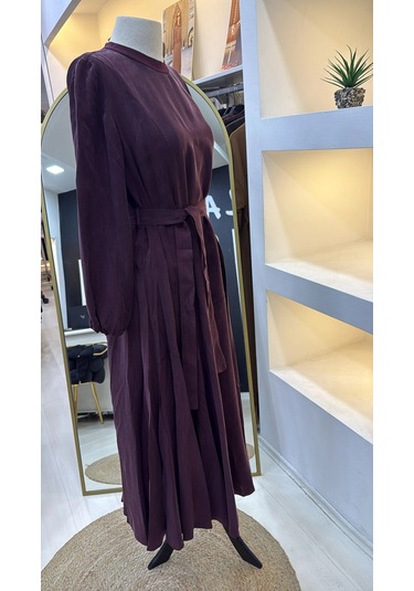 Misswhence 39842 Cupro Elbise Bordo