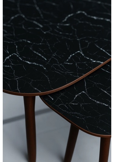 Paris 3'lü Zigon Sehpa &100 Mdf Siyah Mermer Desen