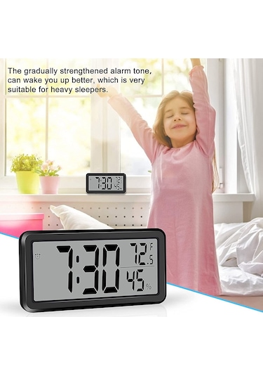 Xurunkeji Dijital Çalar Saat, Masa Saati, Pil İle Çalışan Lcd Elektronik Saat Dekorasyonları Yatak Odası Mutfak Ofis - Siyah