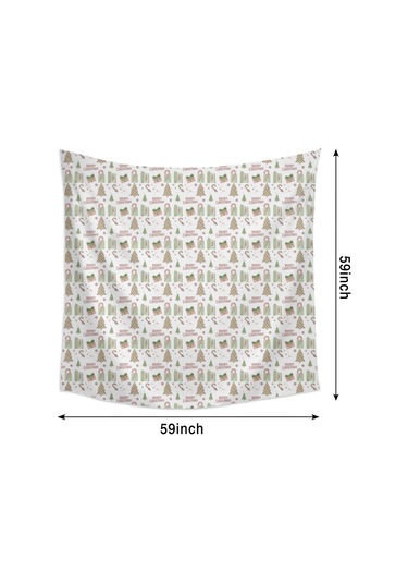 Noel Desenli 59x59 İnç Kare Duvar Halısı, Oturma Odası, Yatak Odası Ve Genç Odası İçin-a155