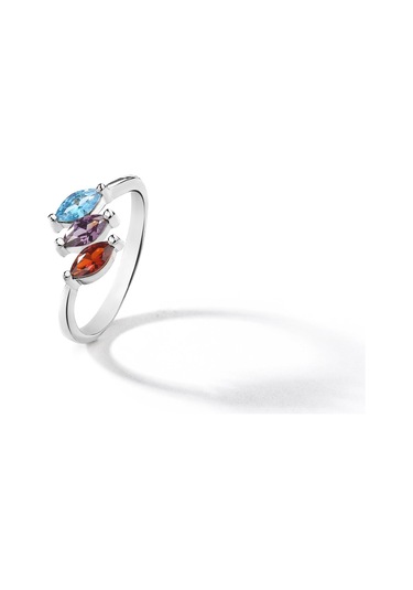 14 Ayar Altın Kaplama Markiz Renkli Taşlı Yüzük - Rs00105 Altın