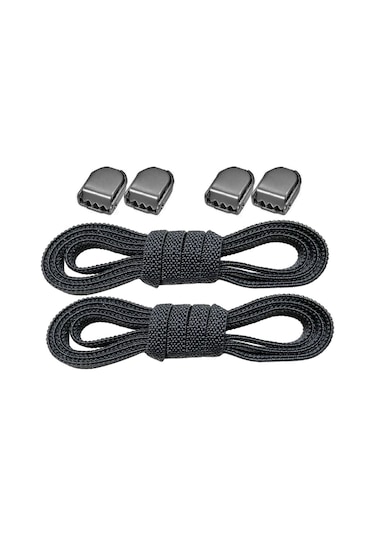 Akıllı Kilitli Ayarlanabilir Siyah 6 Mm Lastik Pratik Bağcık 1 Çift Siyah