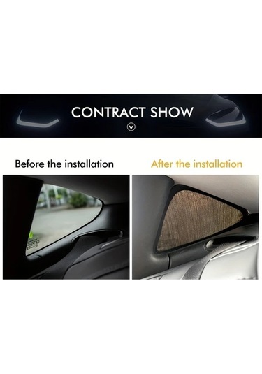 Hightower Tesla Model 3 Arka Cam Güneşlikleri - Üçgen Desenli, Ayarlanabilir Kayışlı