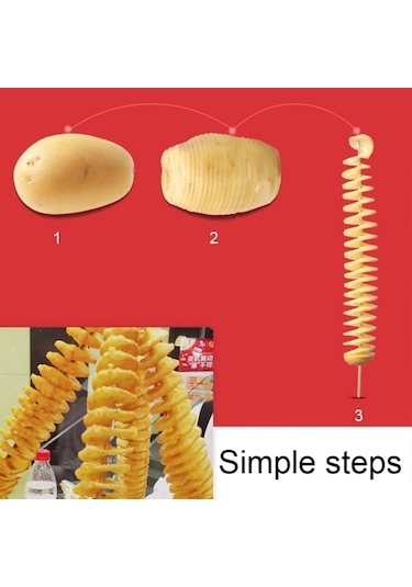 Sones Paslanmaz Çelik Manuel Spiral Tornado Kulesi El Sallama Patates Döner Cips Twister Dilimleyici Kesici Diğer