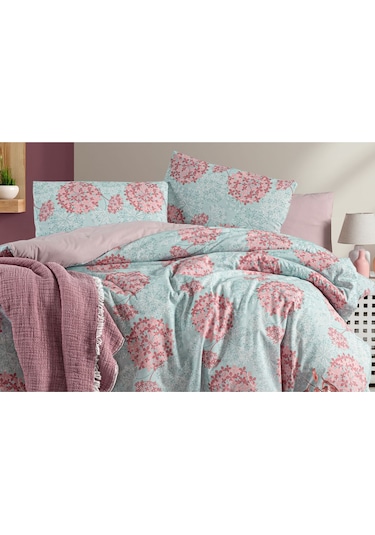 Lastikli Çarşaflı Tek Kişilik Nevresim Elegant Mint Mint Mor