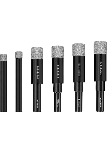 Geeroyoo 6-16mm Elmas Uçlu Kuru Delme Matkap Ucu Seti - Granit, Mermer, Seramik Ve Cam İçin