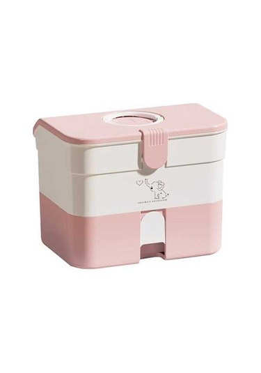 Dancemonkey Cbtx Çift Katmanlı Ev İçin Hap Organizatörü Pp+abs İlaç Kutusu Vaka Tutucu - Pembe Çok Renkli