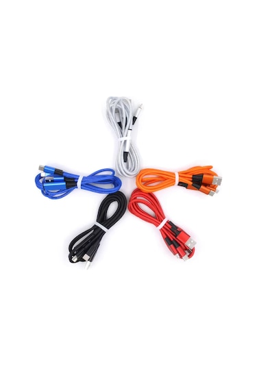T-Max S26 3in1 Hasır Örgü Usb 1.2 MT Şarj Kablosu