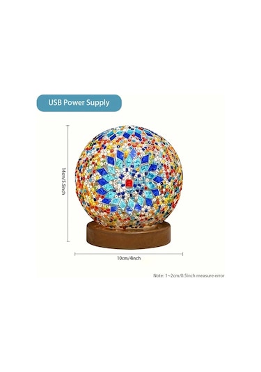 Willowhaven Blue - With Gift Box Bohemian Usb Güçlü Cam Masa Lambası Yatak Odası Dekoratif Gece Işığı Kırmızı