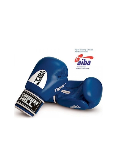 Aksaspor Green Hill Tiger Aıba Onaylı Deri Müsabaka Boks Eldiveni Mavi