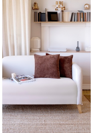 Hamur Teddy Puffy Kırlent Kılıfı 2'li Kahverengi