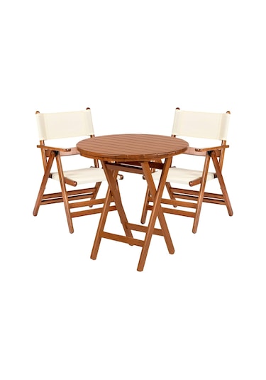 Marmaris Katlanır Ahşap Bahçe Balkon Seti: 90Lık Masa, 2 Sandalye (548487545)