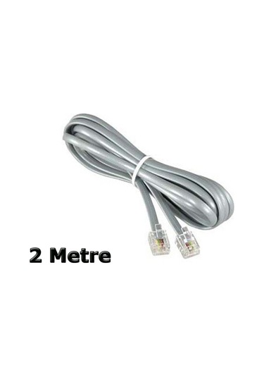 Telefon  Kablosu 2 Ucu Jacklı Rj11Köken  Kablo Adsl Modem Ara  Kablo 2 M