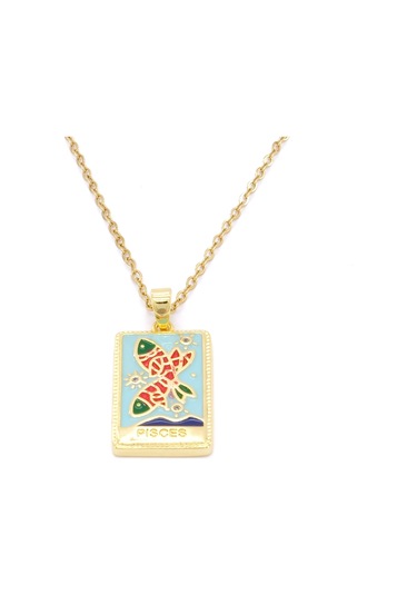 Çelik Kolye, Altın Kaplama Balık Burcu Kadın Kolye K-133 Altın