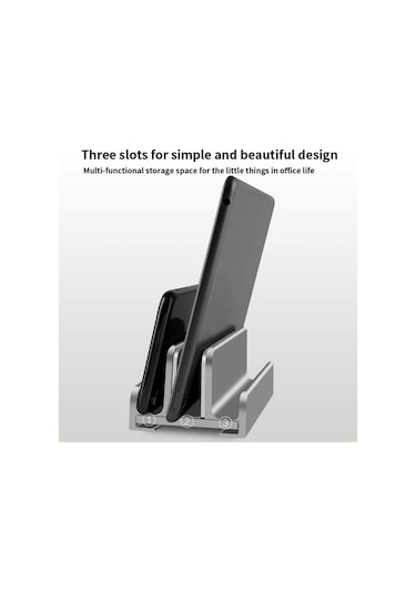 Alüminyum Alaşım Laptop Tablet Telefon Depolama Standı, Renk: L402 Üç Yuva Gri , Size:l402 Three Slots Gray