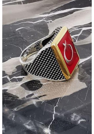 Omar Silver Erkek Ayyıldız Motifli 925 Ayar Gümüş Yüzük