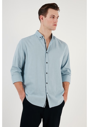 Buratti Pamuklu Regular Fit Düğmeli Yaka Erkek Gömlek Cf20S111871 Aqua