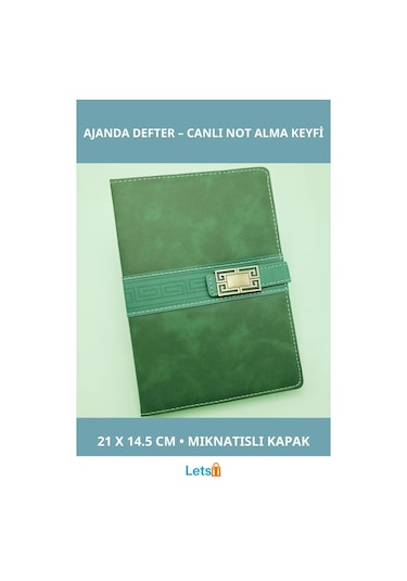 Şık Yeşil Renk Tarihsiz Ajanda Defter A5 Boyut Çok Renkli