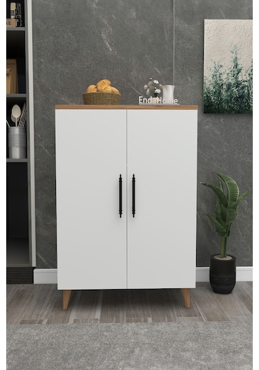 Pegasus 3 Raflı 2 Kapaklı Çok Amaçlı Dolap Mutfak Banyo Balkon Erzak Killer Dolabı Çam-beyaz