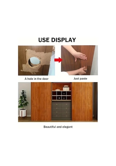 Elmpaly 01 Ahşap Desenli Kendinden Yapışkanlı Çıkarılabilir Mobilya Yenileme Şeridi Duvar Masa Kapı